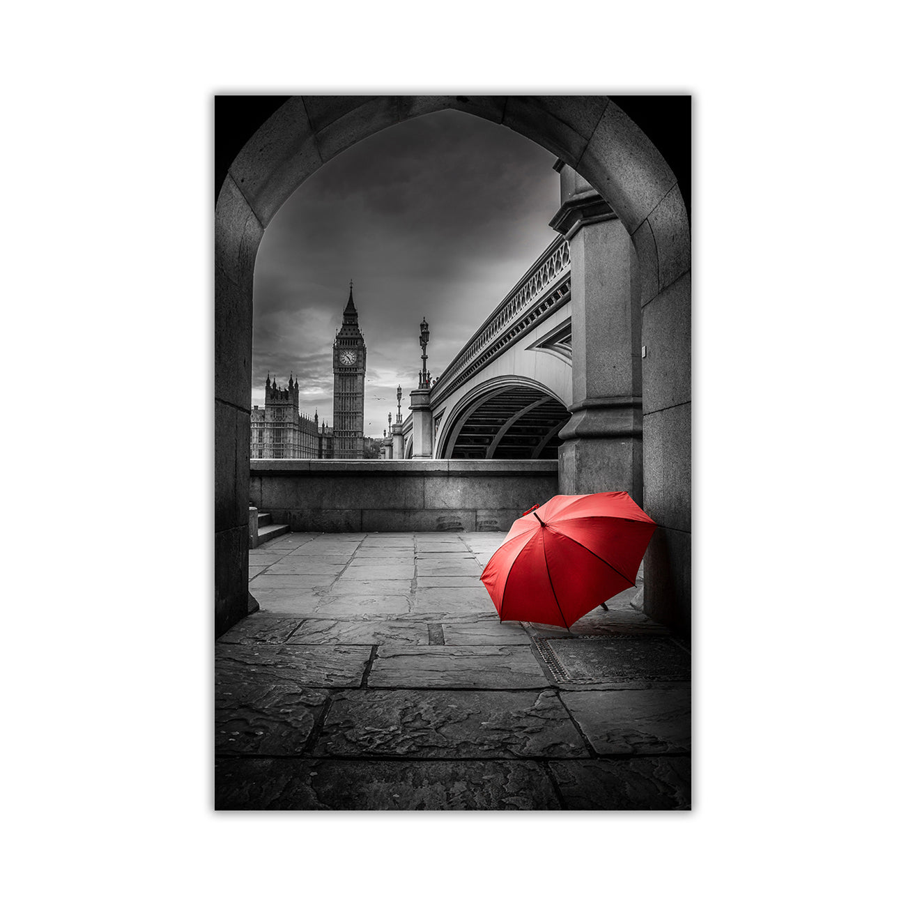 Big Ben Umbrella Canvas Wall Art Picture Print for the Living Room, Bedroom, Home Decor