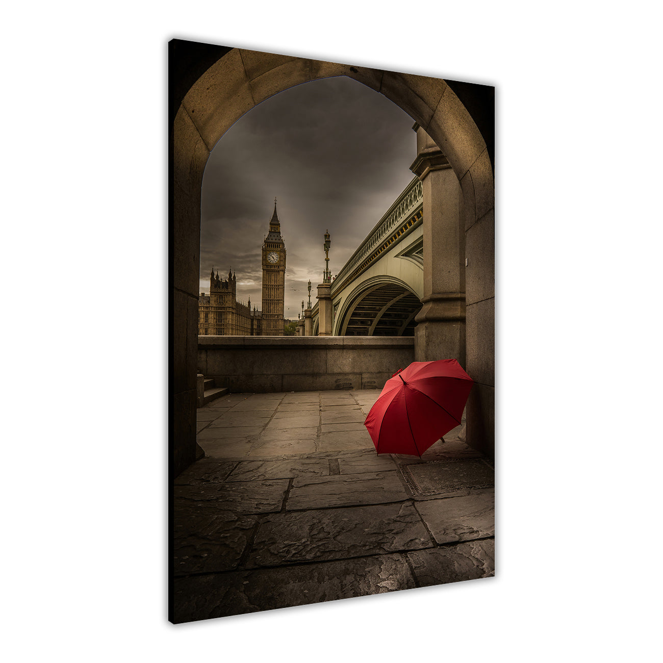 Big Ben Umbrella Canvas Wall Art Picture Print for the Living Room, Bedroom, Home Decor