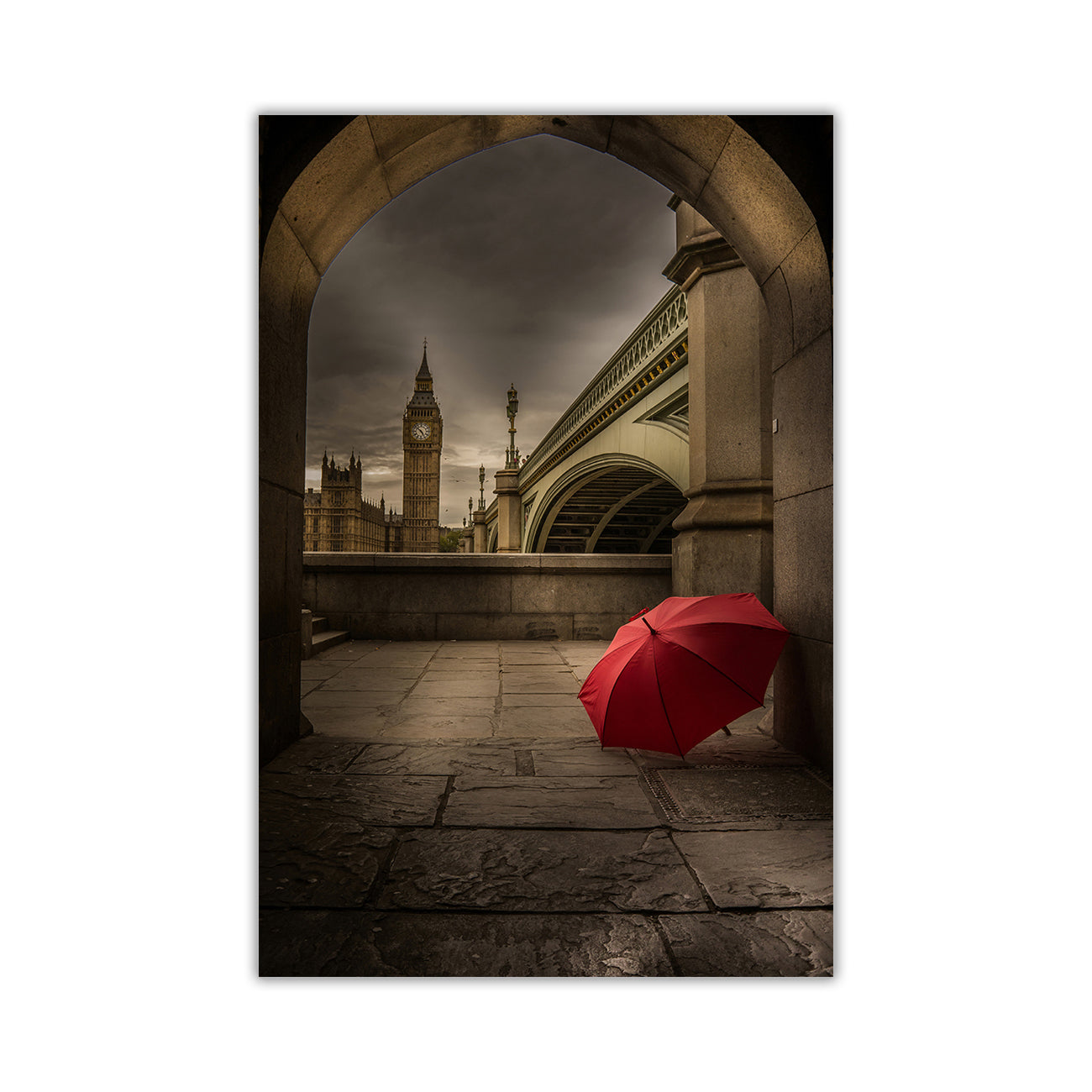 Big Ben Umbrella Canvas Wall Art Picture Print for the Living Room, Bedroom, Home Decor