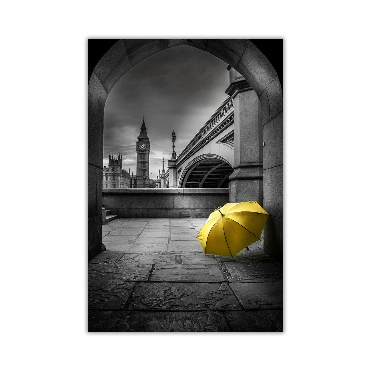 Big Ben Umbrella Canvas Wall Art Picture Print for the Living Room, Bedroom, Home Decor