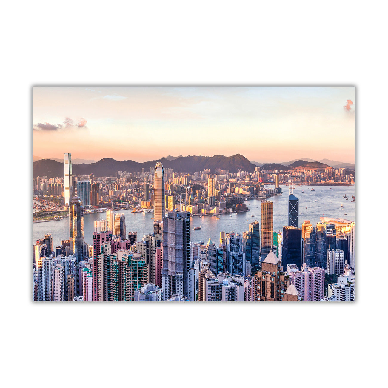 Hong Kong Sunset Canvas Wall Art Picture Print for the Living Room, Bedroom, Home Decor