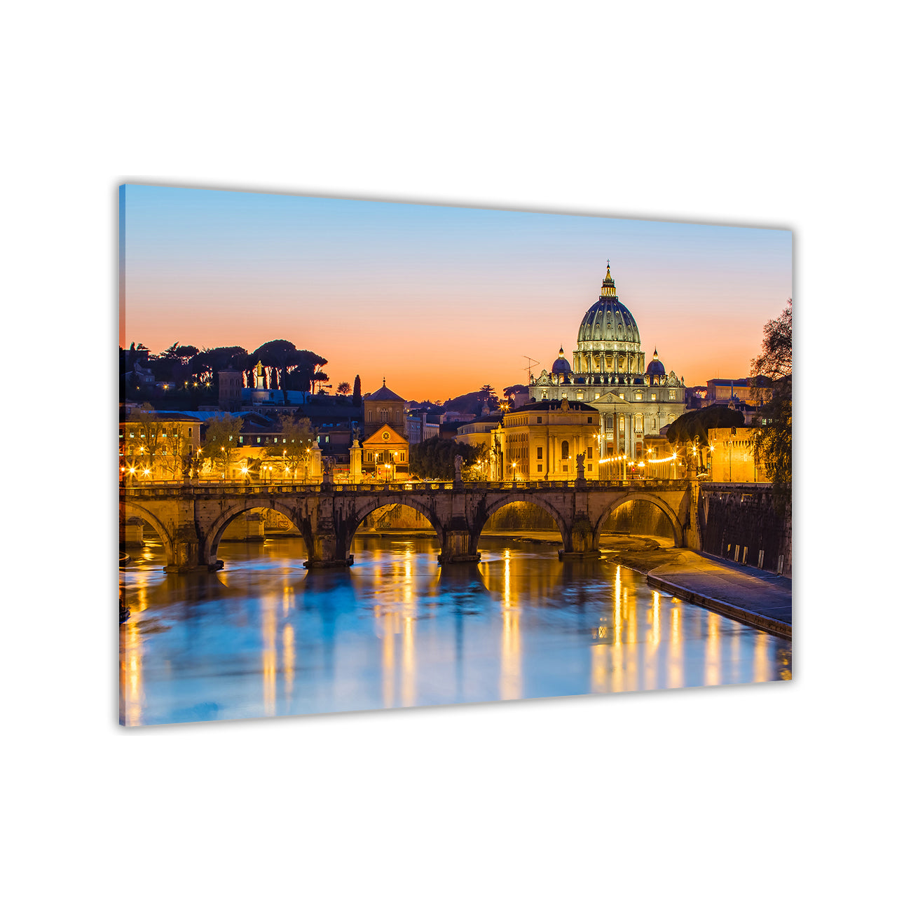 Italy Vatican City Sunset Canvas Wall Art Picture Print for the Living Room, Bedroom, Home Decor