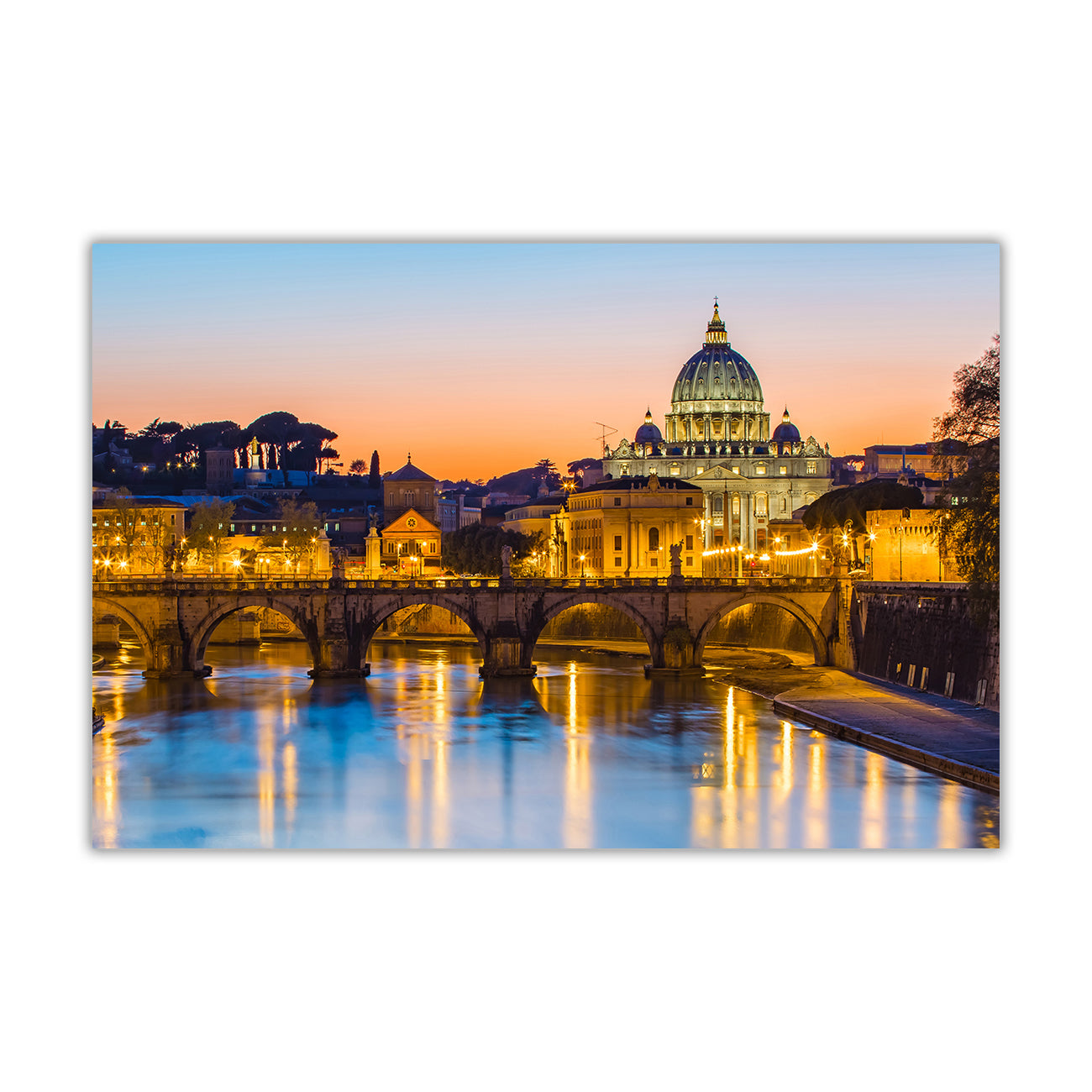 Italy Vatican City Sunset Canvas Wall Art Picture Print for the Living Room, Bedroom, Home Decor