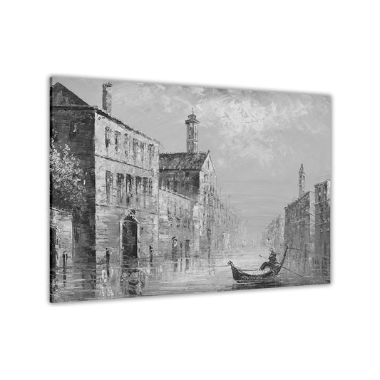 Italy Venice Oil Painting Black & White Canvas Wall Art Picture Print for the Living Room, Bedroom, Home Decor