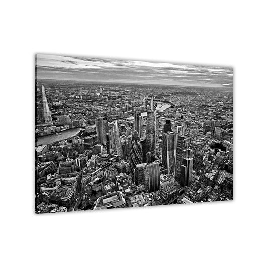 London Aerial Black & White Canvas Wall Art Picture Print for the Living Room, Bedroom, Home Decor