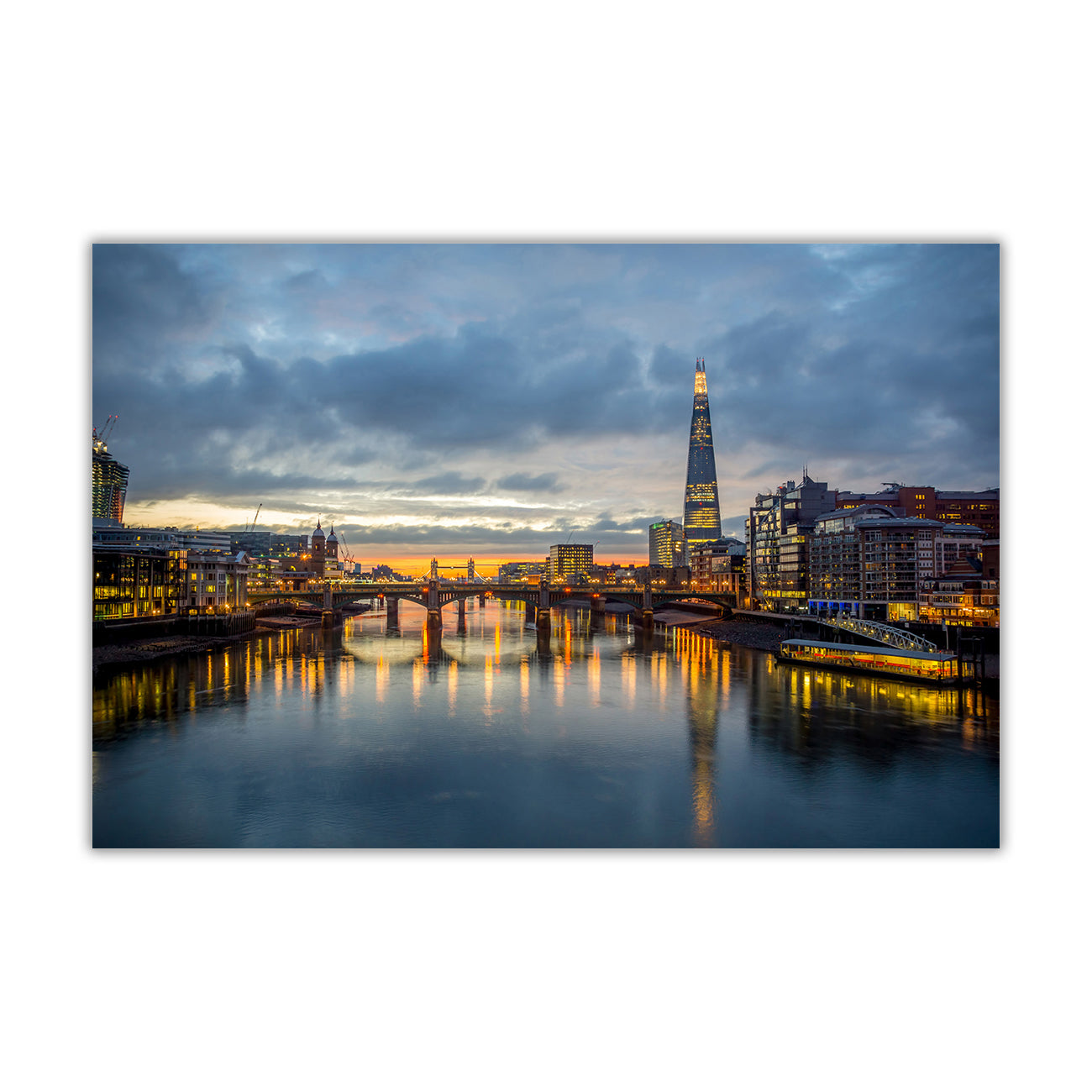 London Cloudy Night Canvas Wall Art Picture Print for the Living Room, Bedroom, Home Decor