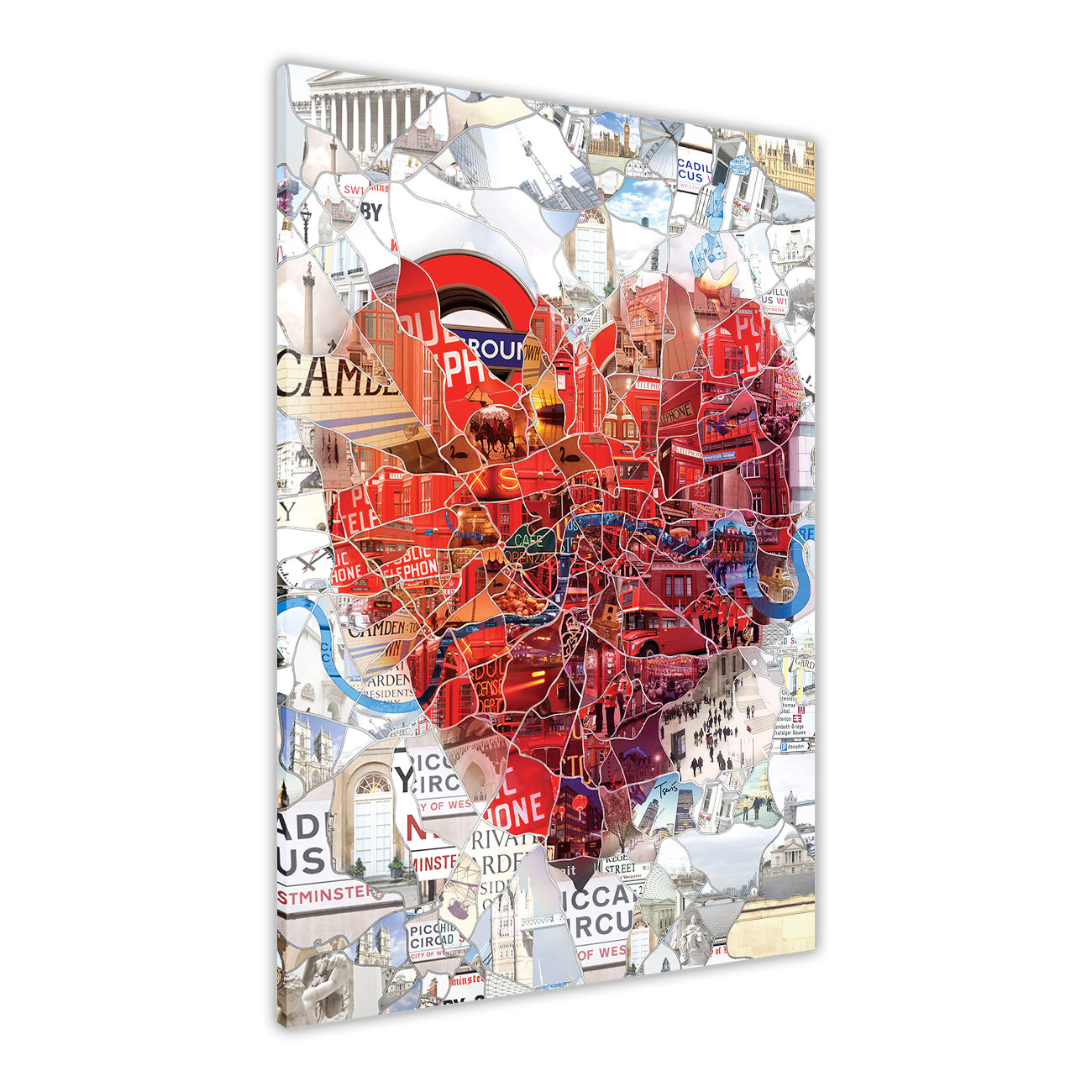 London Heart Collage Canvas Wall Art Picture Print for the Living Room, Bedroom, Home Decor