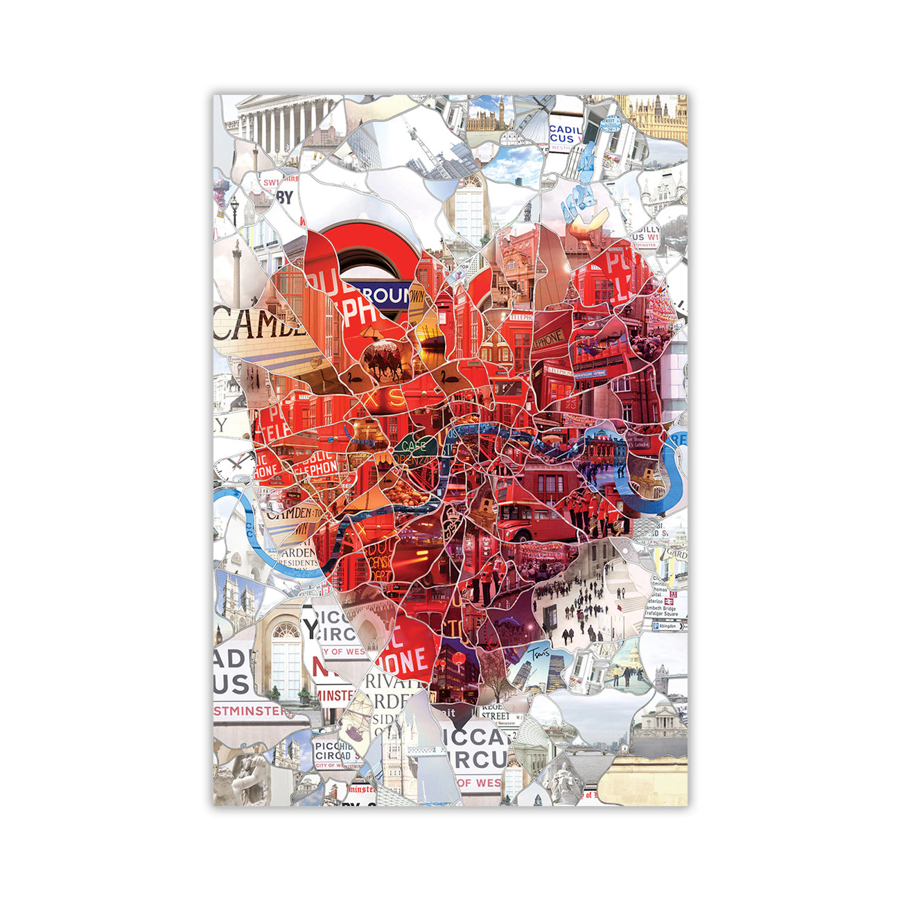 London Heart Collage Canvas Wall Art Picture Print for the Living Room, Bedroom, Home Decor