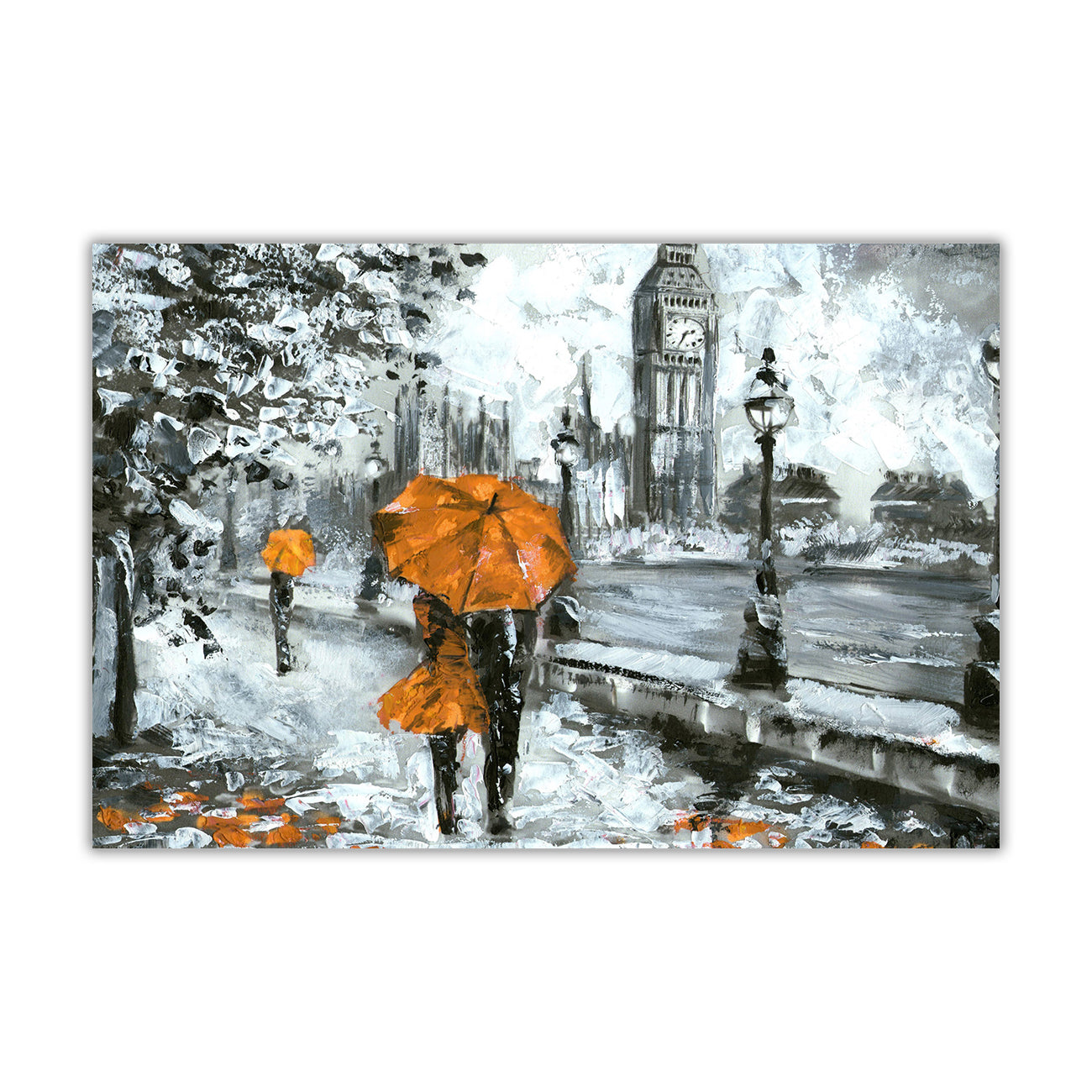 London Orange Umbrella Canvas Wall Art Picture Print for the Living Room, Bedroom, Home Decor