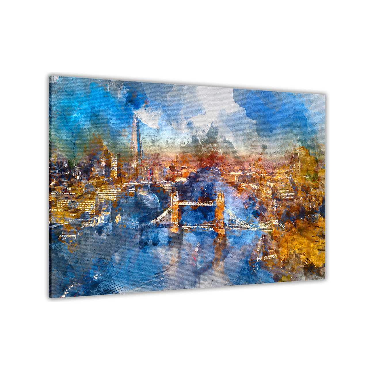 London Watercolour Canvas Wall Art Picture Print for the Living Room, Bedroom, Home Decor