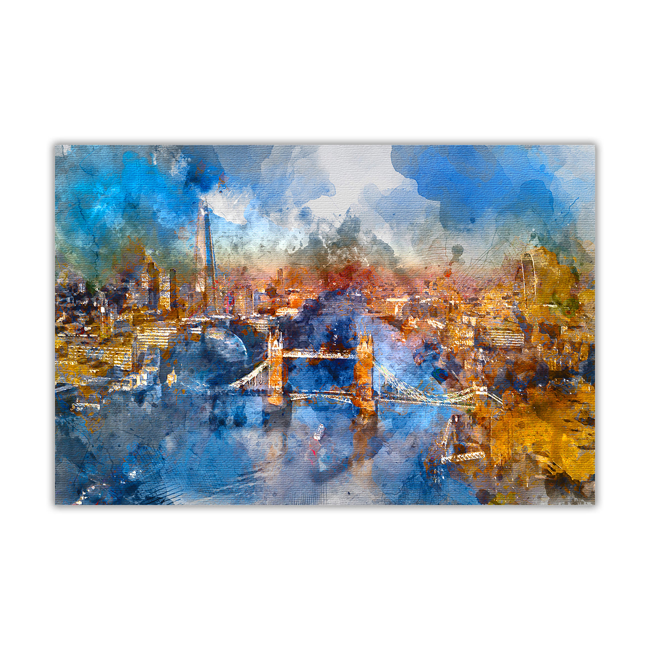 London Watercolour Canvas Wall Art Picture Print for the Living Room, Bedroom, Home Decor