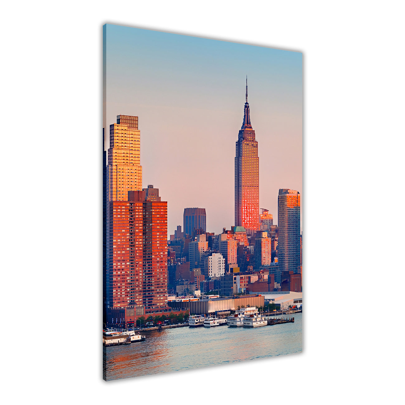 Manhattan Skyline Sunset Canvas Wall Art Picture Print for the Living Room, Bedroom, Home Decor
