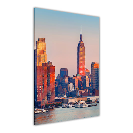 Manhattan Skyline Sunset Canvas Wall Art Picture Print for the Living Room, Bedroom, Home Decor