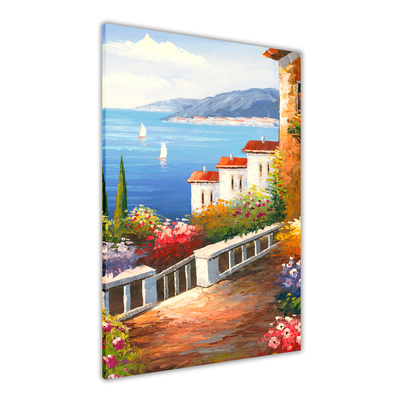 Mediterranean Garden Canvas Wall Art Picture Print for the Living Room, Bedroom, Home Decor