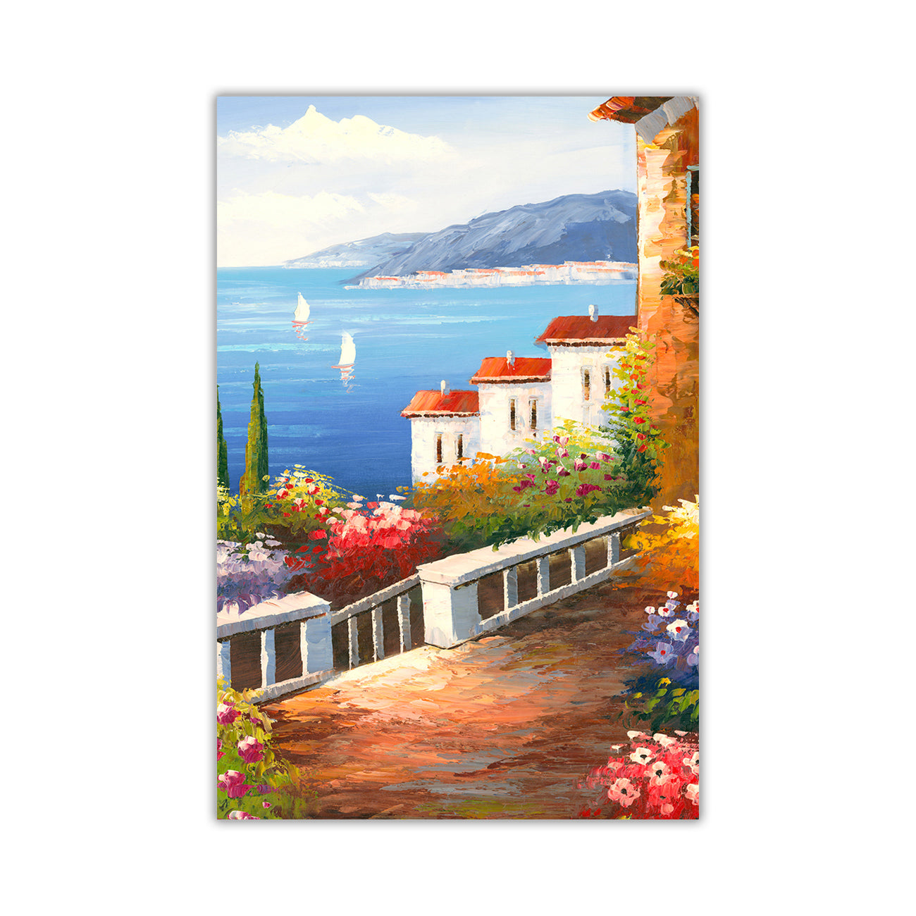 Mediterranean Garden Canvas Wall Art Picture Print for the Living Room, Bedroom, Home Decor