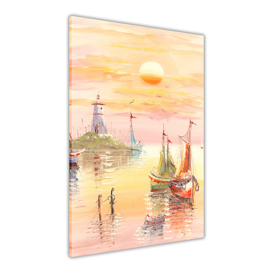 Mediterranean Lighthouse Canvas Wall Art Picture Print for the Living Room, Bedroom, Home Decor