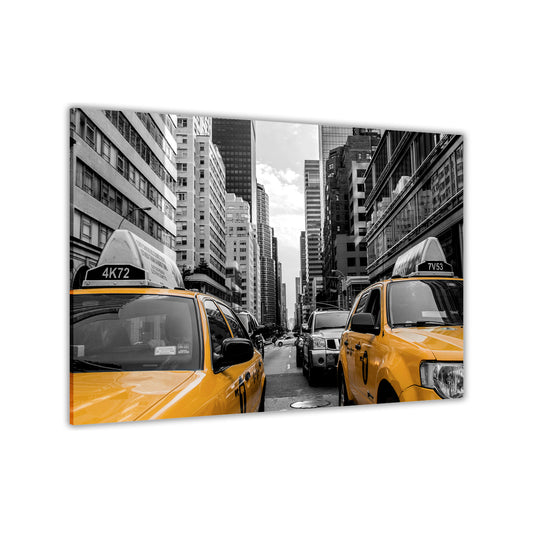 New York Two Yellow Taxis Canvas Wall Art Picture Print for the Living Room, Bedroom, Home Decor