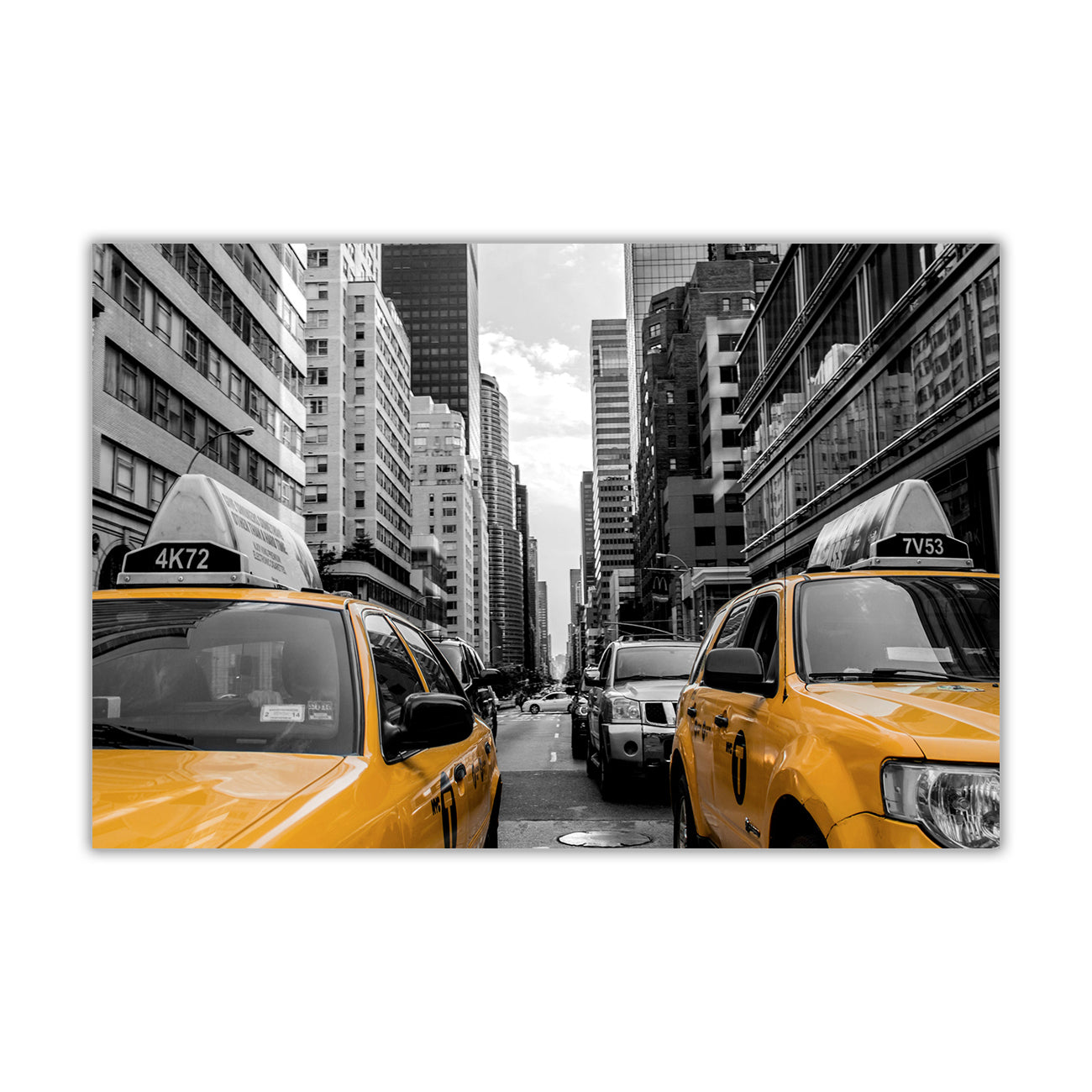 New York Two Yellow Taxis Canvas Wall Art Picture Print for the Living Room, Bedroom, Home Decor