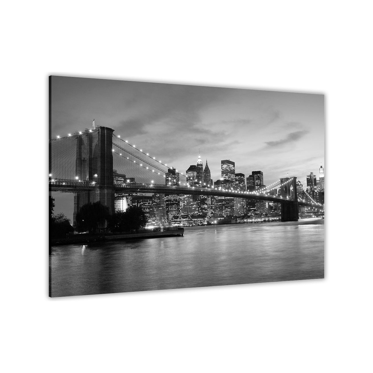 New York City Manhattan Bridge Black & White Canvas Wall Art Picture Print for the Living Room, Bedroom, Home Decor