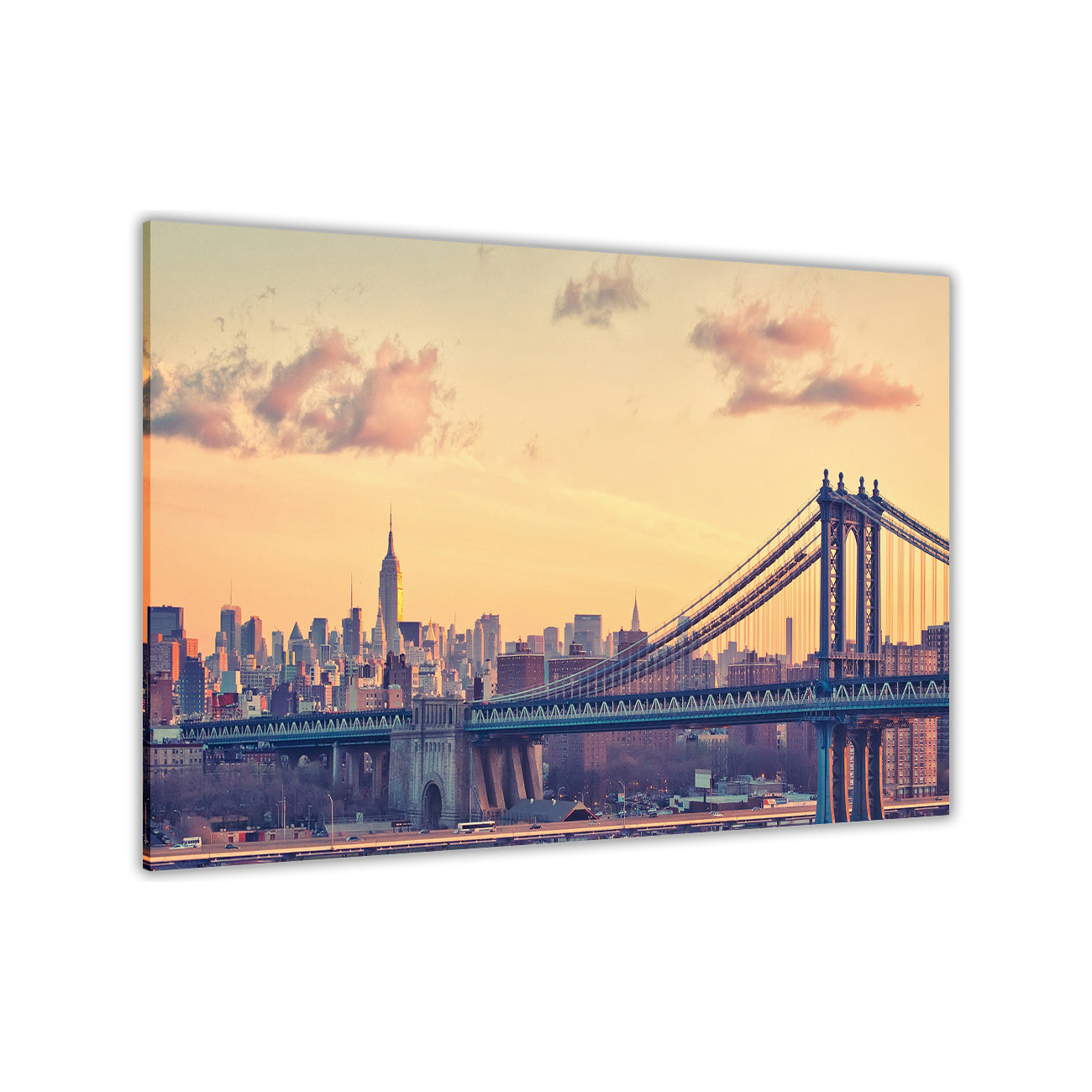 New York City Manhattan Bridge Dawn Canvas Wall Art Picture Print for the Living Room, Bedroom, Home Decor