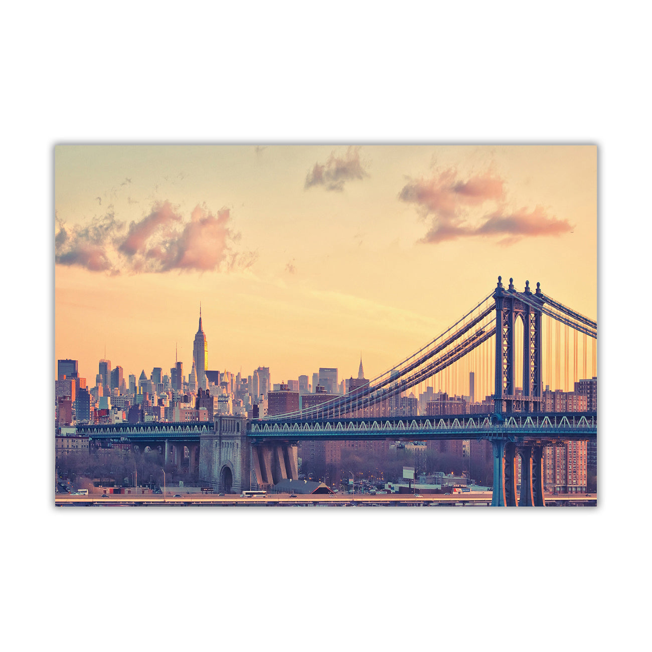 New York City Manhattan Bridge Dawn Canvas Wall Art Picture Print for the Living Room, Bedroom, Home Decor