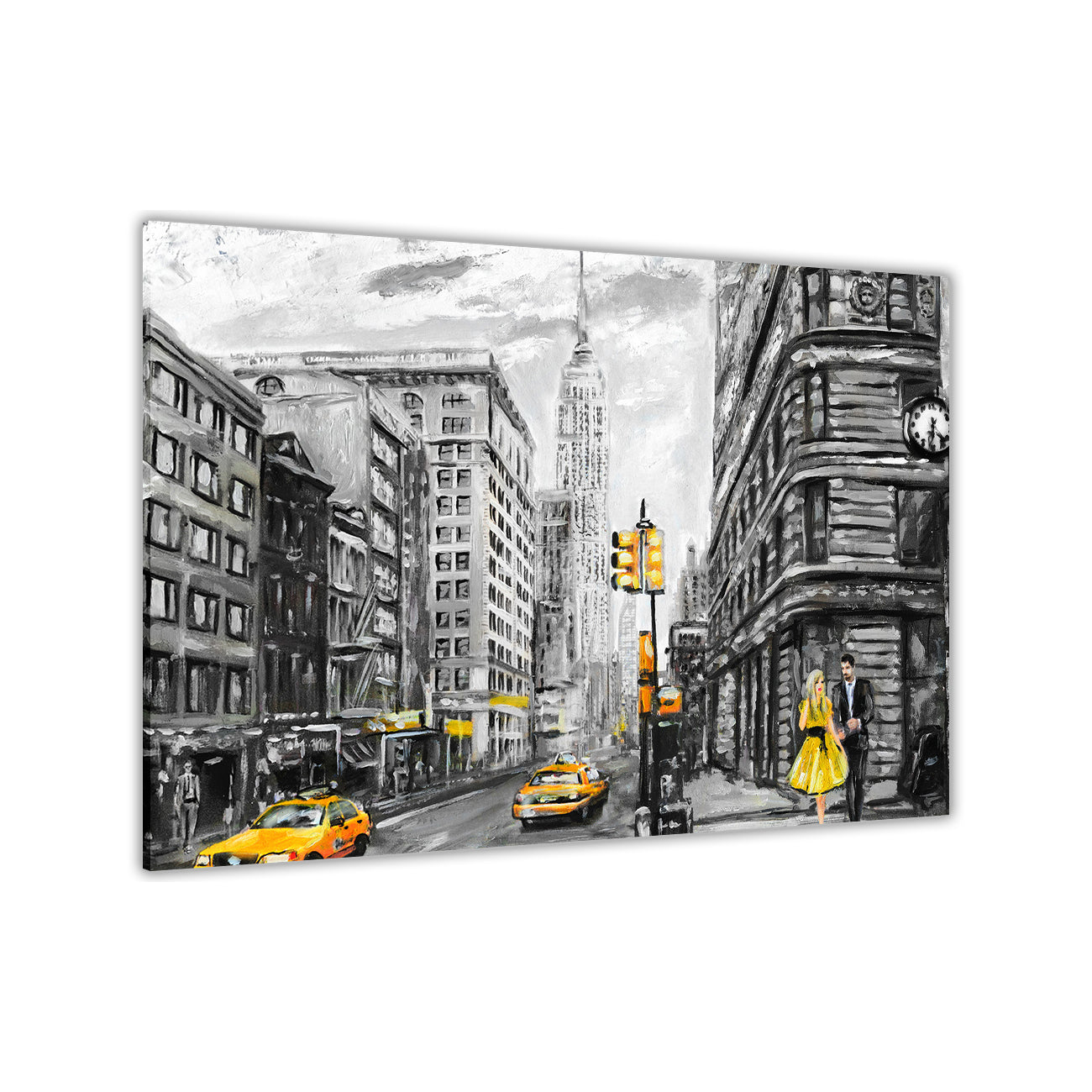 New York Yellow Painting Canvas Wall Art Picture Print for the Living Room, Bedroom, Home Decor