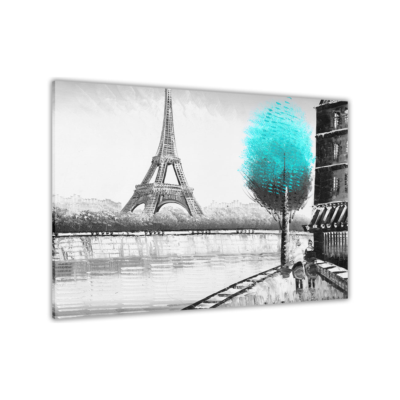 Paris Blue Tree Canvas Wall Art Picture Print for the Living Room, Bedroom, Home Decor