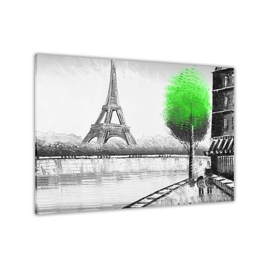 Paris Green Tree Canvas Wall Art Picture Print for the Living Room, Bedroom, Home Decor