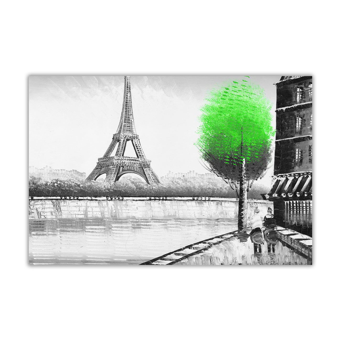 Paris Green Tree Canvas Wall Art Picture Print for the Living Room, Bedroom, Home Decor