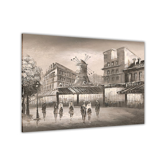 Paris Moulin Rouge Sepia Canvas Wall Art Picture Print for the Living Room, Bedroom, Home Decor