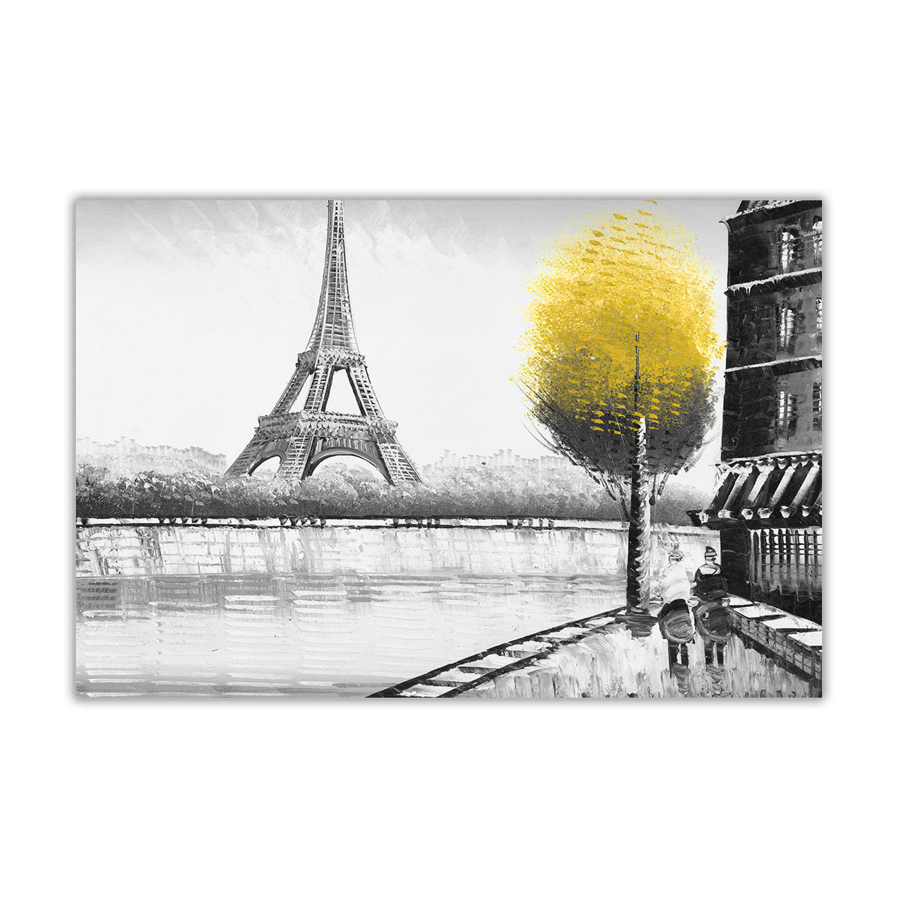 Paris Yellow Tree Canvas Wall Art Picture Print for the Living Room, Bedroom, Home Decor