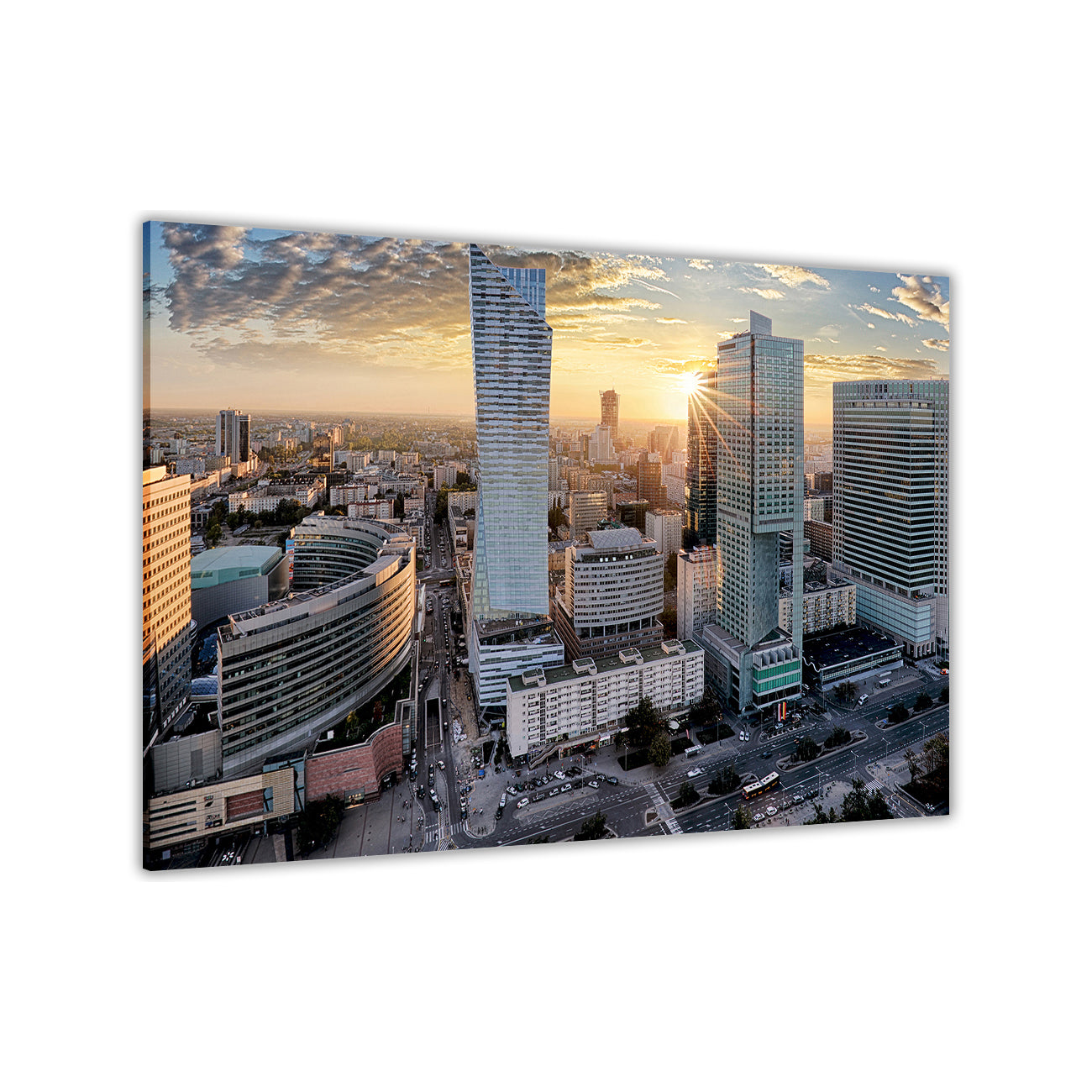 Poland Warsaw Sunset Canvas Wall Art Picture Print for the Living Room, Bedroom, Home Decor
