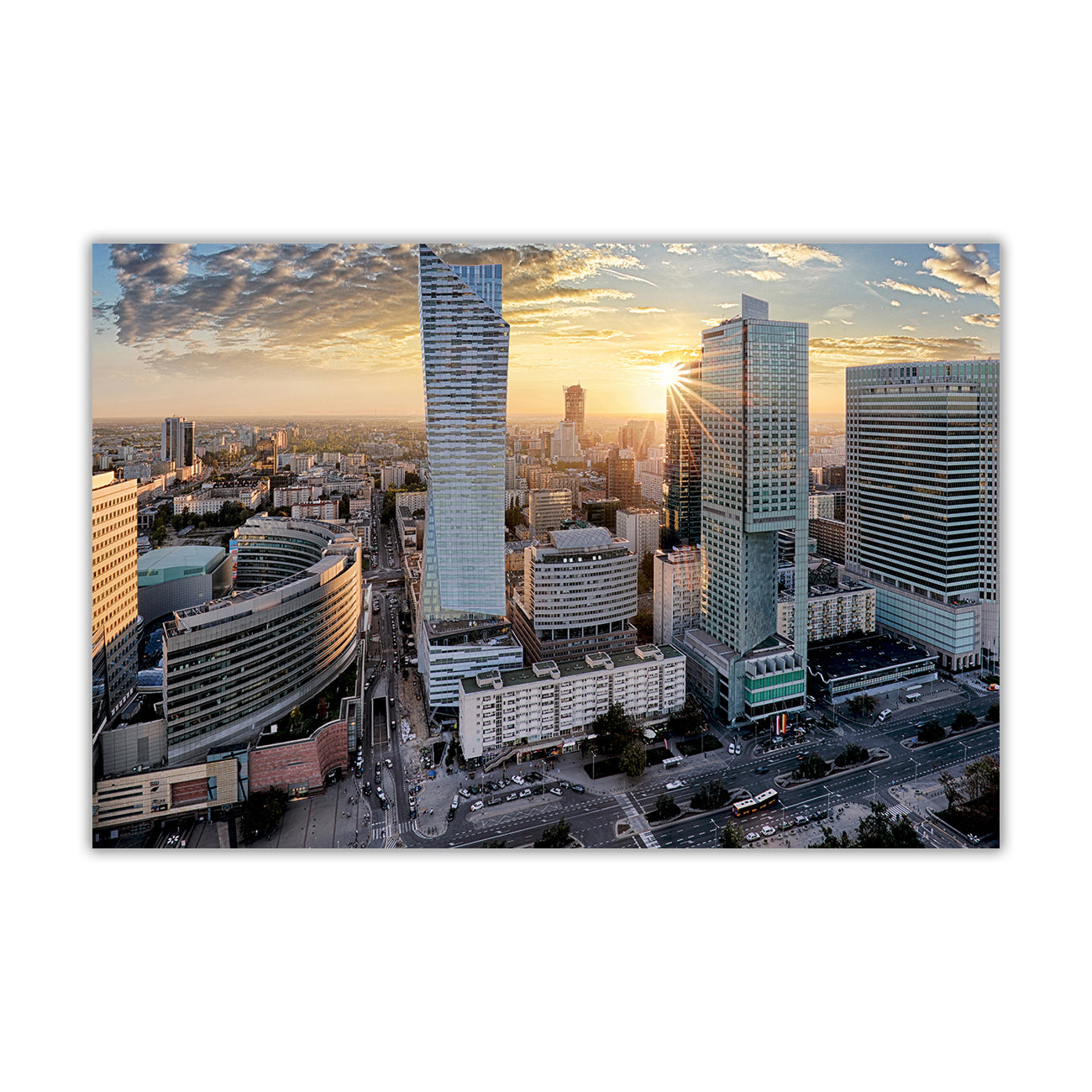 Poland Warsaw Sunset Canvas Wall Art Picture Print for the Living Room, Bedroom, Home Decor