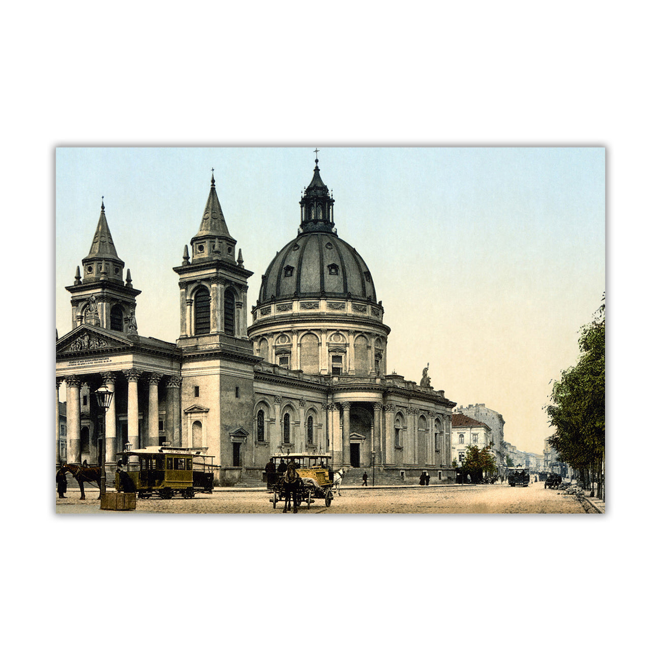 St Alexander Church Warsaw Canvas Wall Art Picture Print for the Living Room, Bedroom, Home Decor