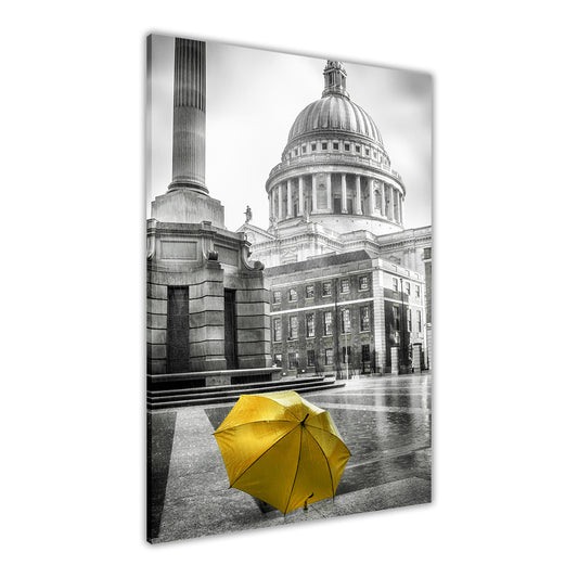 St Pauls Yellow Umbrella Canvas Wall Art Picture Print for the Living Room, Bedroom, Home Decor