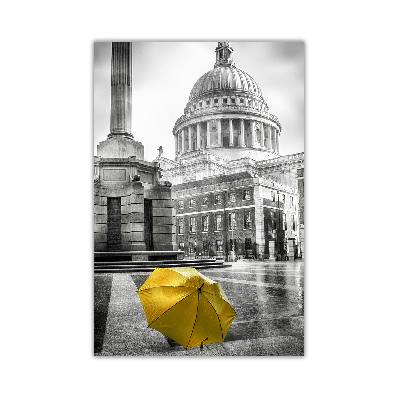 St Pauls Yellow Umbrella Canvas Wall Art Picture Print for the Living Room, Bedroom, Home Decor