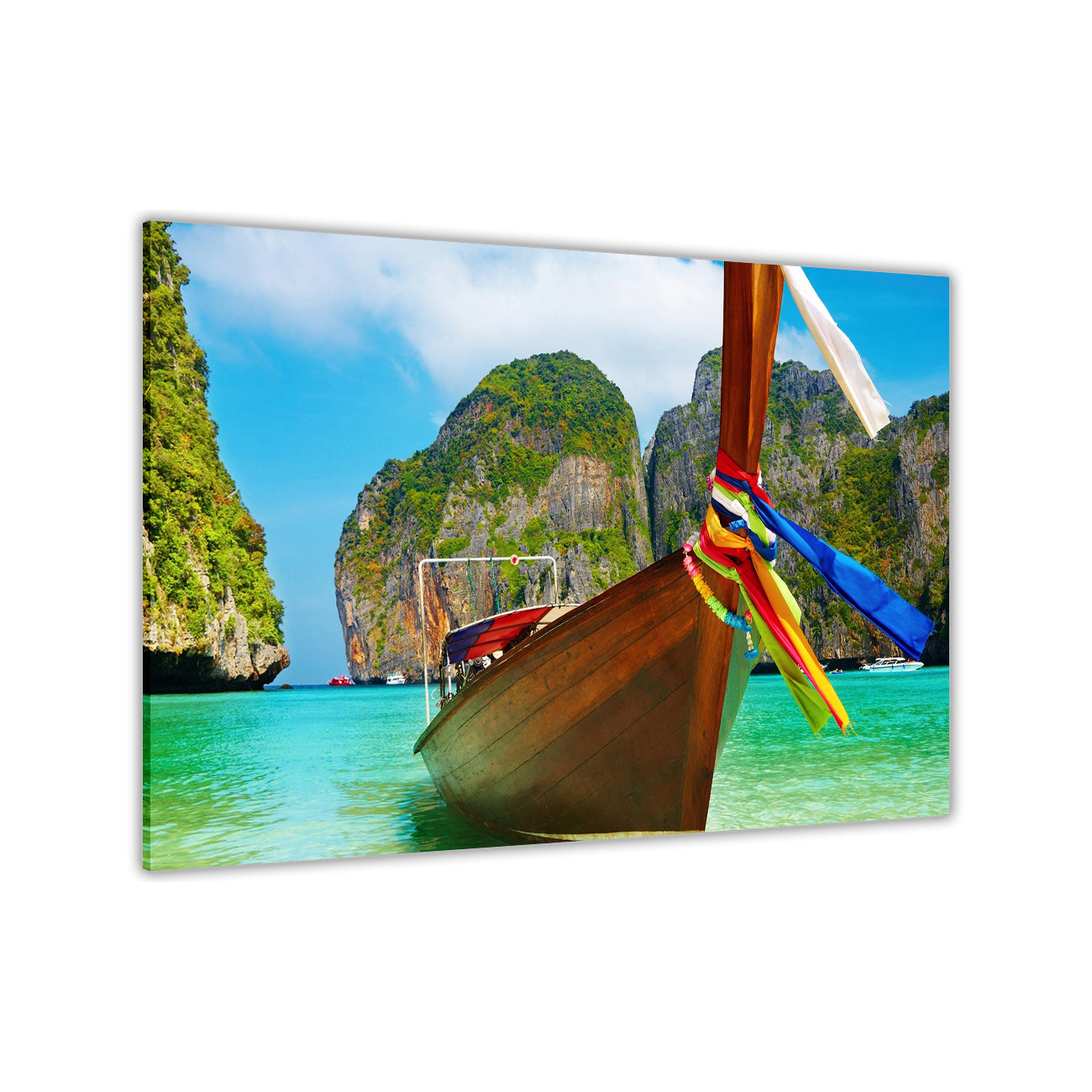 Thailand Summer Boat Canvas Wall Art Picture Print for the Living Room, Bedroom, Home Decor
