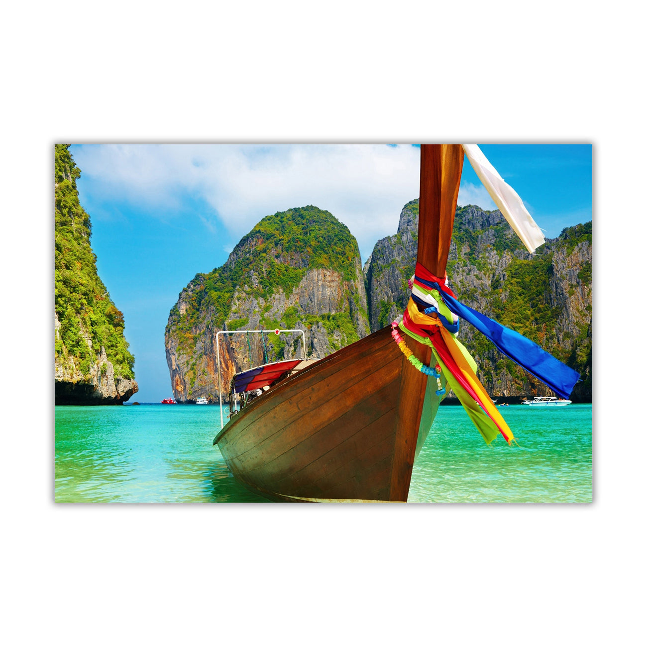 Thailand Summer Boat Canvas Wall Art Picture Print for the Living Room, Bedroom, Home Decor