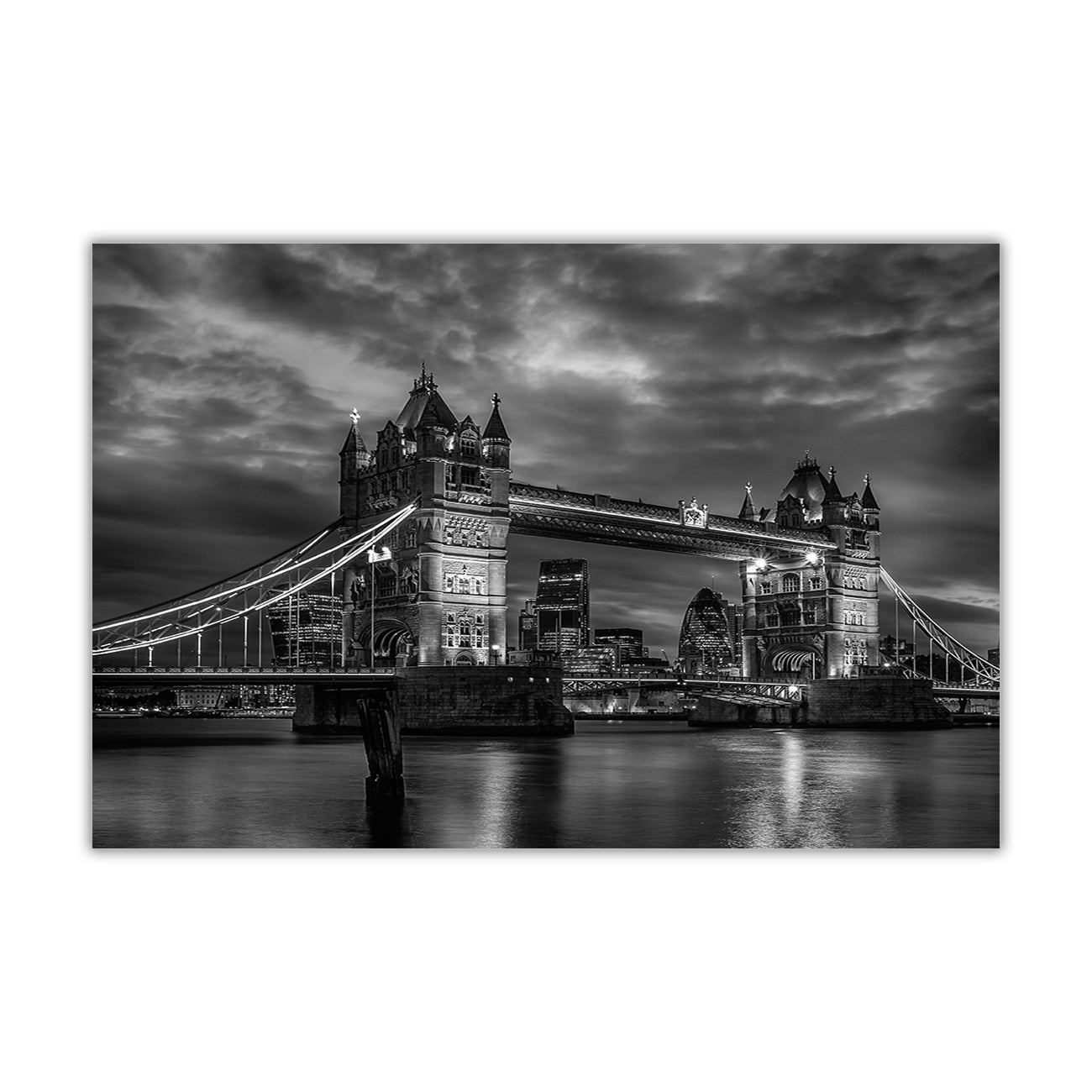 Tower Bridge Black & White Canvas Wall Art Picture Print for the Living Room, Bedroom, Home Decor