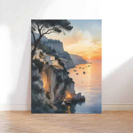 Coastal Villas Italy Canvas Art Print