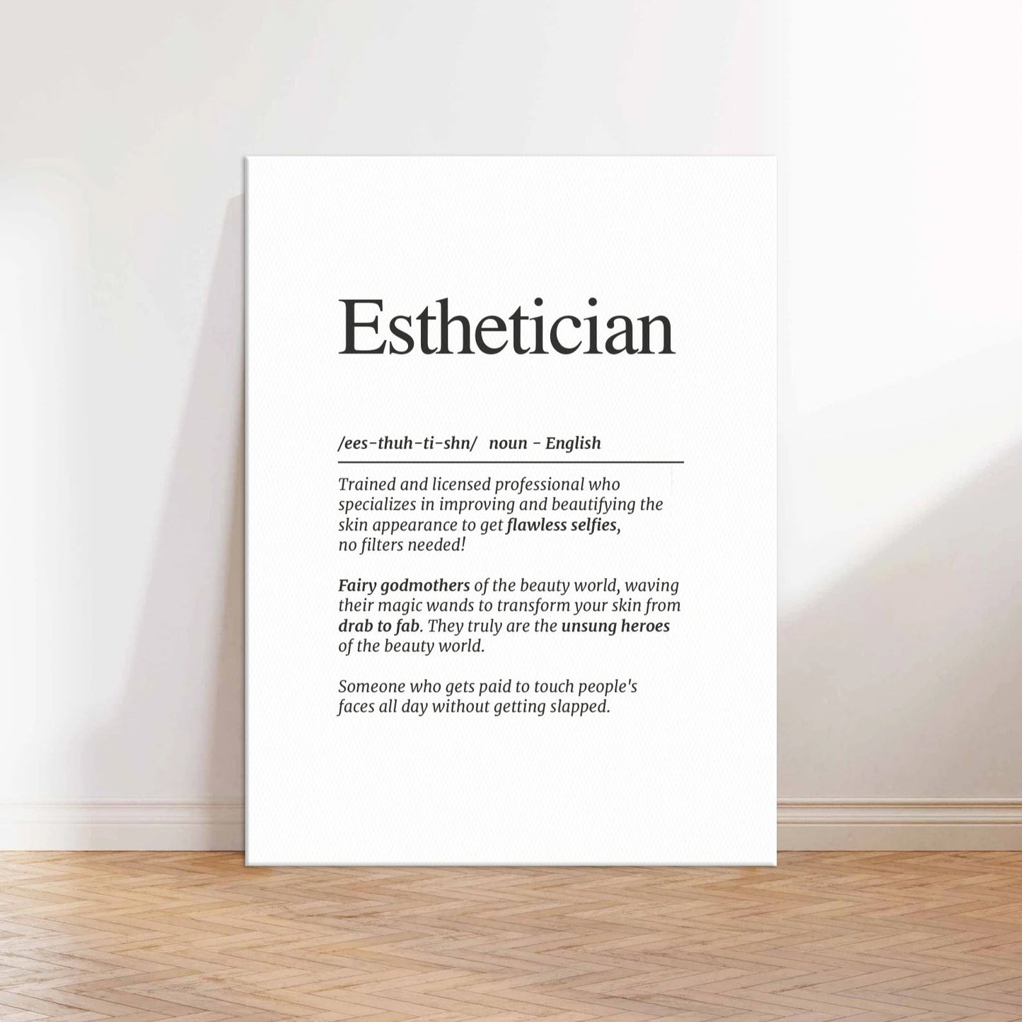 Esthetician Definition Canvas Wall Art Print