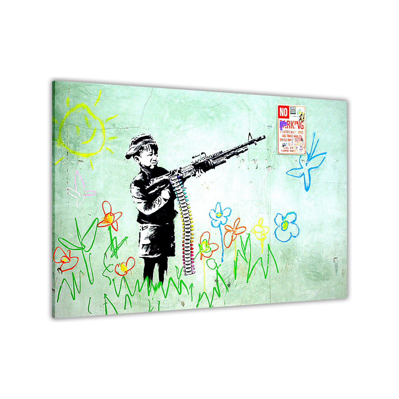 Banksy Crayon Shooter Canvas Wall Art Picture Print for the Living Room, Bedroom, Home Decor