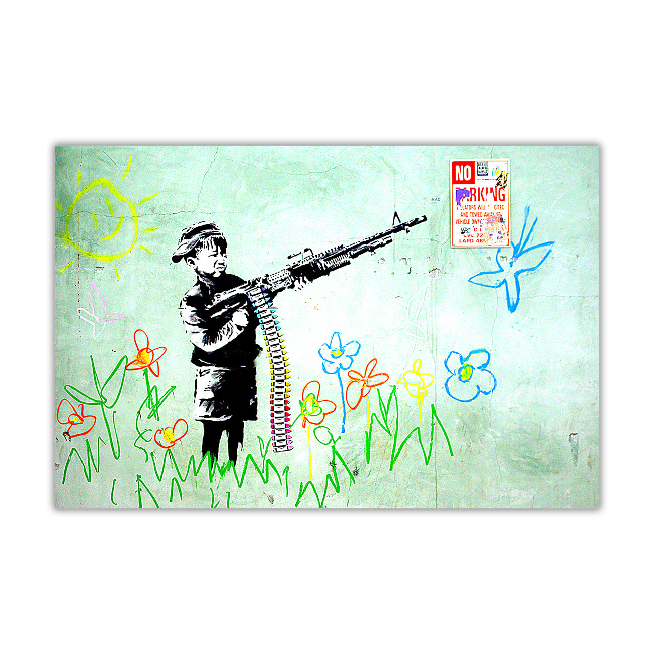 Banksy Crayon Shooter Canvas Wall Art Picture Print for the Living Room, Bedroom, Home Decor