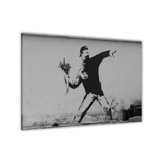 Banksy Flower Thrower Canvas Wall Art Picture Print for the Living Room, Bedroom, Home Decor