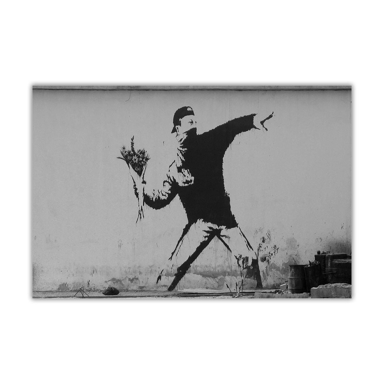 Banksy Flower Thrower Canvas Wall Art Picture Print for the Living Room, Bedroom, Home Decor