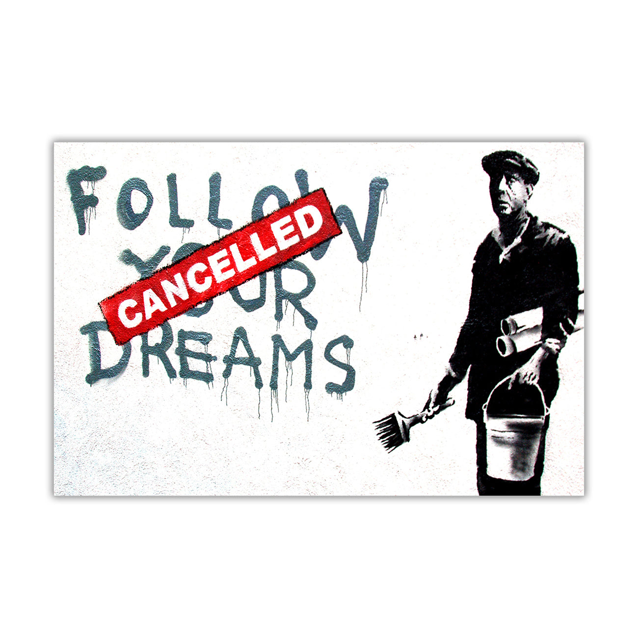 Banksy Follow Your Dreams Canvas Wall Art Picture Print for the Living Room, Bedroom, Home Decor