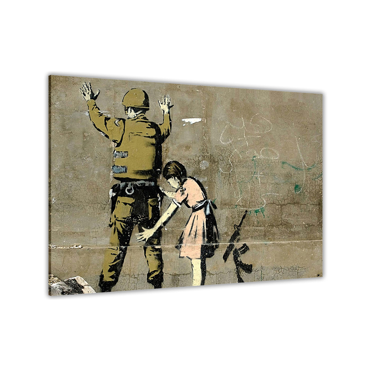 Banksy Girl Searching Soldier Canvas Wall Art Picture Print for the Living Room, Bedroom, Home Decor