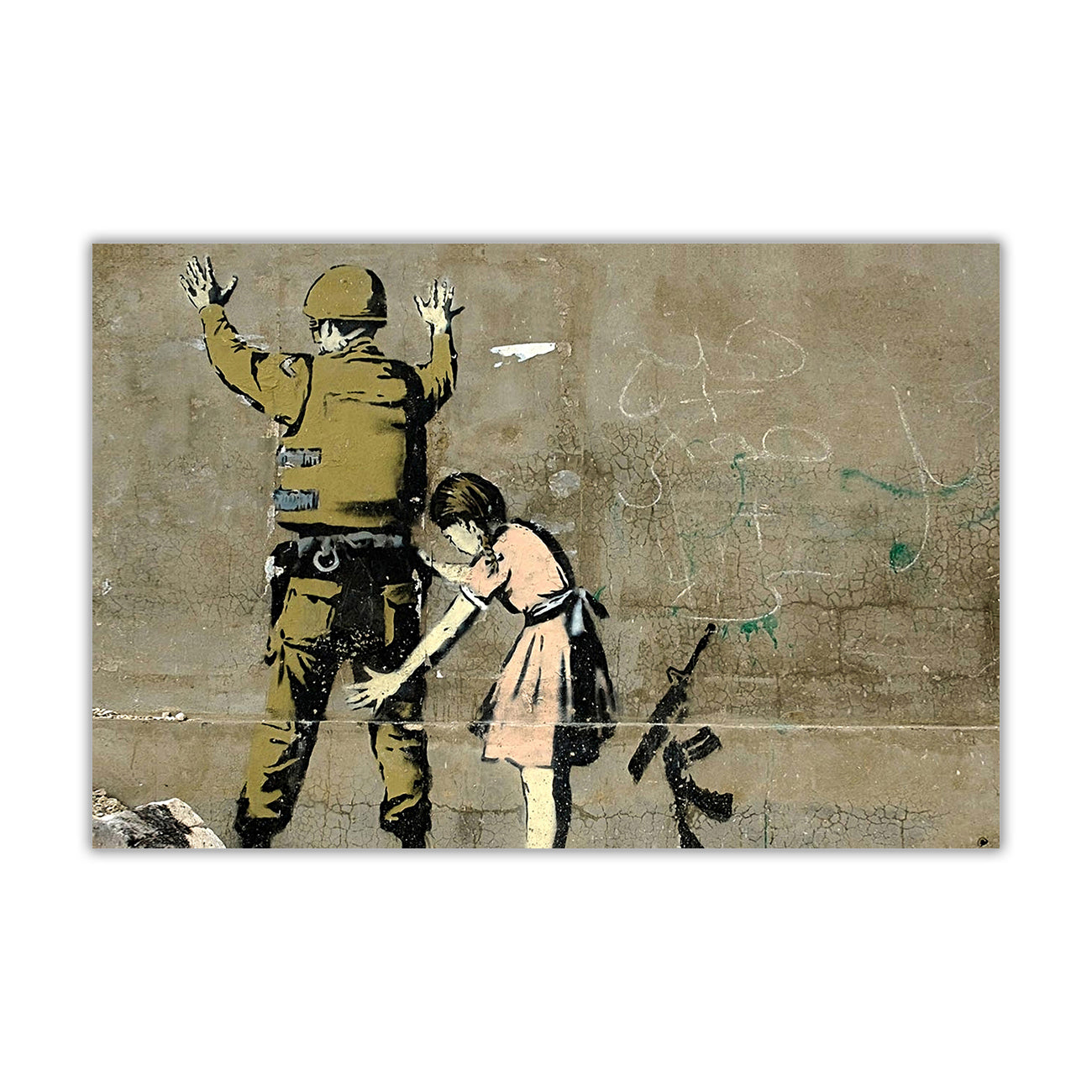 Banksy Girl Searching Soldier Canvas Wall Art Picture Print for the Living Room, Bedroom, Home Decor