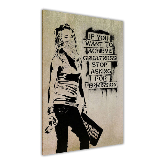 Banksy Greatness Quote Canvas Wall Art Picture Print for the Living Room, Bedroom, Home Decor