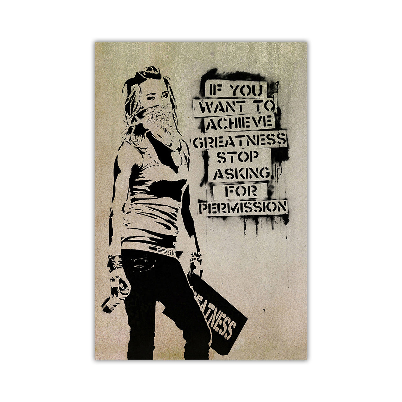 Banksy Greatness Quote Canvas Wall Art Picture Print for the Living Room, Bedroom, Home Decor